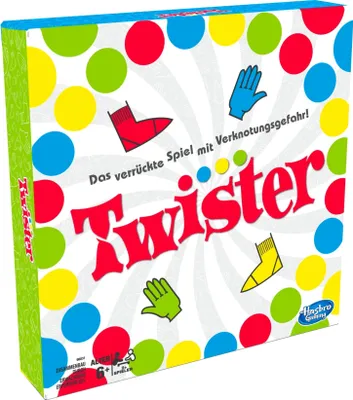 The image shows the box of the Hasbro Twister board game.