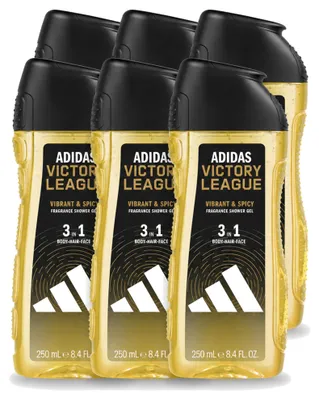 Zdjęcie produktu dla 6 sztuk żelu pod prysznic Adidas 3-w-1 Victory League - 250 ml - zestaw ekonomiczny