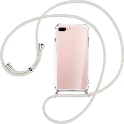 Produktbild von Handykette Backcover-Schutzhülle mit Band (Metall silberfarben) für Apple iPhone 7 Plus / 8 Plus - broken white