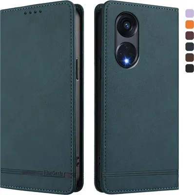 Produktbild von Hülle für Oppo Reno8 T 5G, Retro Kunstleder Ständer Klapphülle mit Kartenfächer und Magnetische Grün
