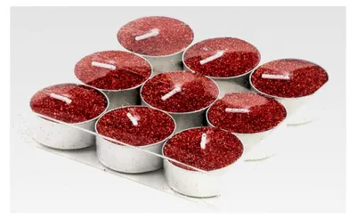 Produktbild von Teelichter in Rot mit Glitzer - 36 Stück