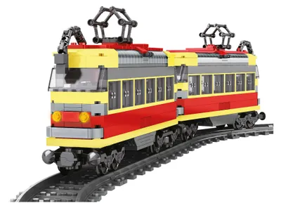 Produktbild von Kompatibler Bausatz BLOXO batteriebetriebene Straßenbahn mit Schienen 724-tlg
