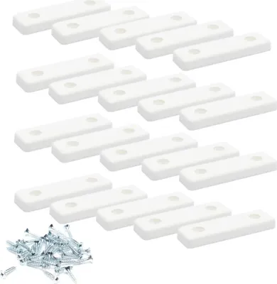 Produktbild von 20x sossai Möbelgleiter in Weiß inkl. Schrauben 50x14x5mm Bodenabstandshalter Möbelpads Möbelfüße zum Anschrauben