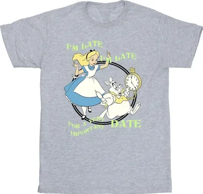 Produktbild von Disney - "Alice In Wonderland I'm Late" T-Shirt für Herren BI10310 (XXL) (Grau)