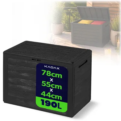 Obrázek produktu pro Zahradní box KADAX "Grewena", plastový úložný box, zahradní truhla, zahradní box, antracit, 190L, 78 cm
