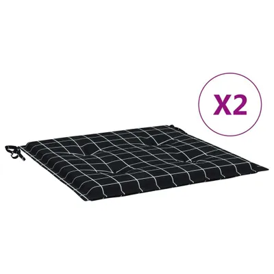 Obrázek produktu pro Podušky na zahradní židli 2 ks černé kárované 40x40x4 cm textil