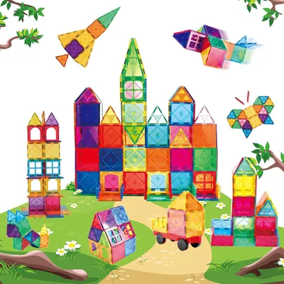 Produktbild von Magnetische Bausteine Kinder 50 Teile – Magnetspielzeug ab 3 Jahren, Konstruktionsspielzeug mit starken Magneten, Lernspielzeug für Mädchen & Jungen