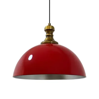 Produktbild von Pendelleuchte Industrielle Hängelampe Rot Holz Metall Groß Ø 40 cm