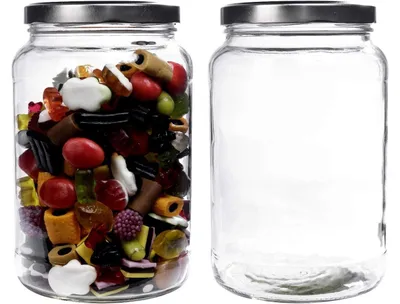 Image de Lot de 2 bocaux en verre de 1,7 litre avec couvercle à vis