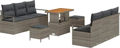 Obrázek produktu pro vidaXL Zahradní sedací souprava s úložným prostorem 9 ks Grey Poly Rattan