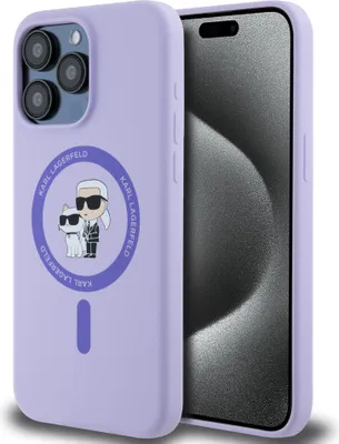 Produktbild von Karl Lagerfeld KLHMP15XSCMKCRHU iPhone 15 Pro Max 6.7" lila hardcase Silicone Karl&Choupette Heads Ring MagSafe Schutzhülle