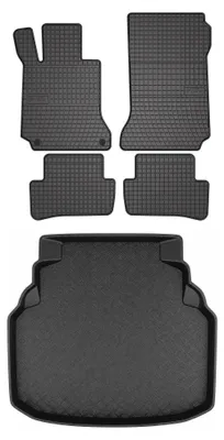 Image de Tapis en caoutchouc + bac de coffre pour Mercedes-Benz Klasa C W204 2007-2014 – 5 pièces, noirs, sur mesure