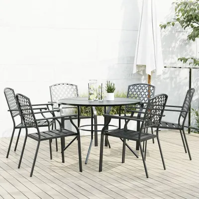 Image de Maison Exclusive - Ensemble de chaises de jardin 7 pièces, empilables, en acier thermolaqué