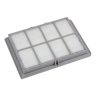 A white rectangular object with a gray frame and white filter material inside, divided into eight sections. The object is shown from a slightly elevated angle against a plain white background.