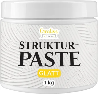 Produktbild von Creative Deco Strukturpaste Glatt 1kg | Weiße Spachtelmasse für Acrylmalerei | Modellierpaste für Kunstprojekte, Acrylfarbe, DIY, 3D-Effekte, Texturen