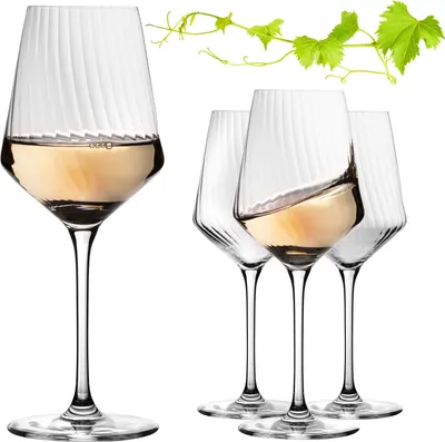 Produktbild von IMPERIAL Weißweingläser 460ml "London" Set 4-Teilig geriffelte Weingläser aus Crystalline Glas Rieslingweingläser
