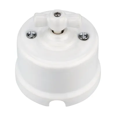 Produktbild von Aufputz Porzellan Retro Rotary Taster I QR1 weiß