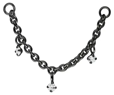 Produktbild von Wildcat Piercingkette - Crystal Pendants Piercing Connection Chain aus Silber, Körperstelle: Ohr, Nase, Länge: 40,0mm, Schwarz-Kristallklar