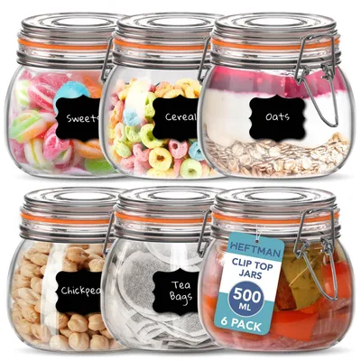 6er-Set Clip-Top-Gläser 500 ml, luftdicht, Glas