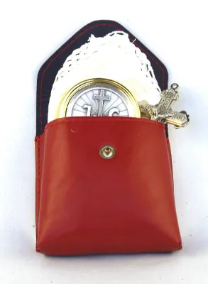 Etui für Kommunionset aus Leder, Rot, 8,5x8x4 cm