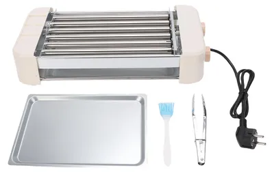 Productafbeelding van Elektrische hotdog-grill, 550 W, volledig automatisch, met instelbare temperatuur, multifunctionele grilloven met 6 compartimenten voor worsten