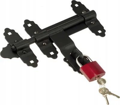 Produktbild von Garagentor Riegel FEINZ 200 - Schwarz - Sicher und robust - Inklusive Kette und Schloss