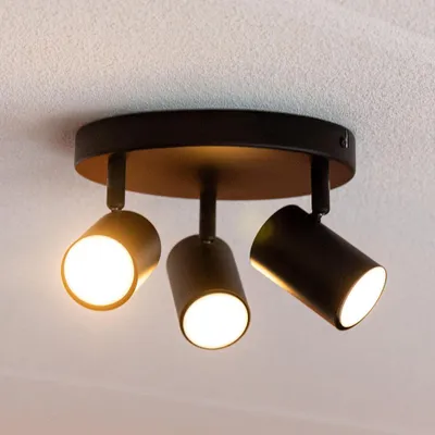 Produktbild von hoftronic LED-Deckenleuchte 35W 3-flammig GU10 Schwarz rund schwenkbar
