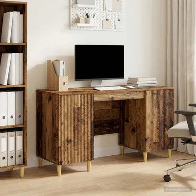 Produktbild von vidaXL Schreibtisch mit Regal Altholz 142,5 x 50 x 75 cm Holzwerkstoff