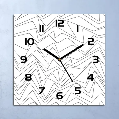 Produktbild von Wanduhr Echt-Glas-Küchenuhr Linien weiß schwarz Quarz 30x30 Deko Bilder