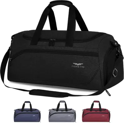 Immagine prodotto di Borsa sportiva e da viaggio 35L con scomparto per le scarpe e scomparto per il bagnato, borsa da allenamento impermeabile nera