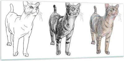 Produktbild von Bilder auf glas - Katzen Tiere Kinder Illustration - 120x50cm - Glasbilder - Wandbilder - Kunstdruck - zum Aufhängen bereit - Wanddekoration aus Glas - Glas Bilder - Wandbild auf Glas - GAB120x50-3211