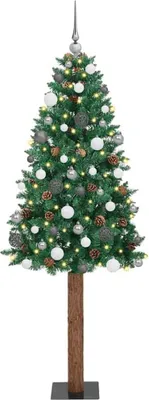 Obrázek produktu pro Nábytek Štíhlý vánoční stromek s 300 LED diodami se stojanem zelený 210 cm - Vánoční girlandy 3394876