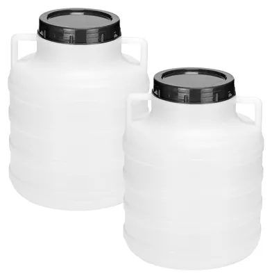 Produktbild von Garronda Set 2x 5 Liter Weithalsfass BPA-frei Futtertonne Fass Universalfass Lebensmittel Fass Regenfass für Garten Regentonne mit Deckel Regenwassertonne für Garten Wassertonne GD-0125 Weiß
