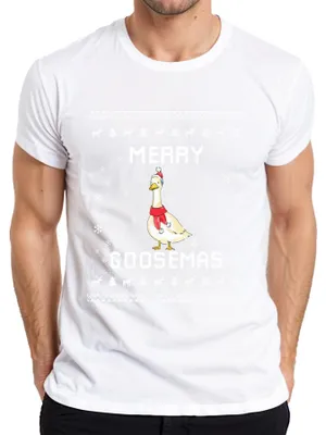 Produktbild von MERRY GOOSEMAS Weihnachtsente Outfit Lustiges Geschenk Herren T-Shirt, Weiß, L