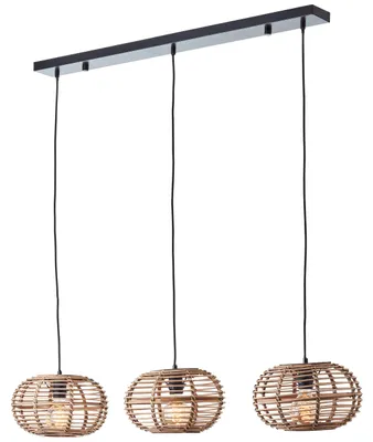 Produktbild von BRILLIANT Woodball Pendelleuchte 3flg schwarz matt/bambus