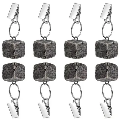 Produktbild von 8er Set Tischdeckenclips aus Stein, quadratische Tischdeckengewichte aus Naturstein, windfeste beschwerte Tischdeckenhalter