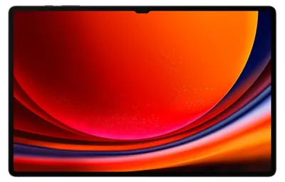 A tablet with a colorful abstract wallpaper displayed on its screen.