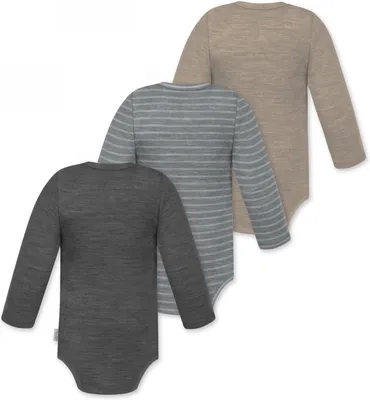 Produktbild von normani 3er Pack Baby Merino Langarmbody