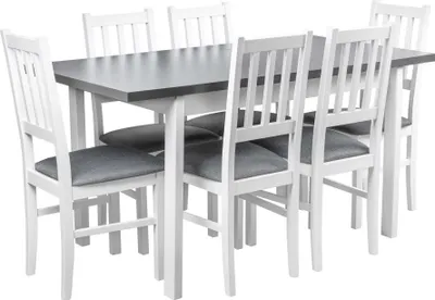 Produktbild von Satz von Tisch mit 6 Stühlen weiß für Küche Esszimmer X011
