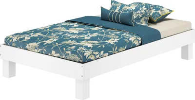 Produktbild von Waschweißes Doppelbett Einzelbett in Überlänge Buche wählbare Bettbreite V-60.87W-220
