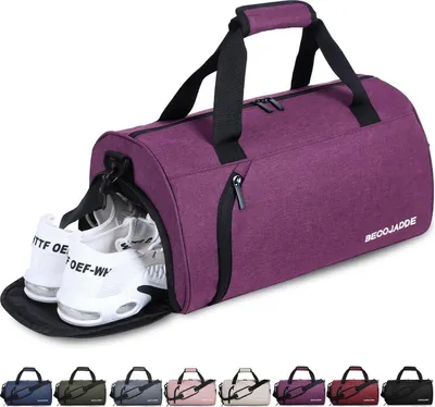 Immagine prodotto di Borsa sportiva 25L con scomparto per le scarpe e scomparto per il bagnato, impermeabile, viola