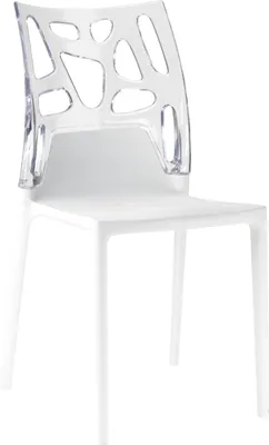 Produktbild von PAPATYA 1er-Set Kunststoffstuhl EGO-Rock Designstuhl mit Einer Belastbarkeit von 200 kg Stabiler Stuhl Hotelstuhl (Weiß-transparentrot)