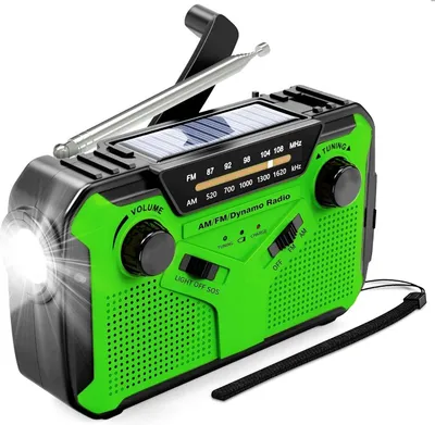 Productafbeelding van PolkaHome, Noodradio Solar Opwindbaar - Noodradio Opwindbaar - Opwindbare Radio - Powerbank Zonne Energie, Draagbare zwengelradio, dynamo