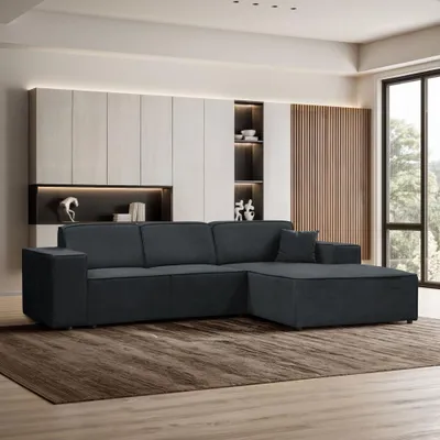 Produktbild von Ecksofa PEDRO L Dunkelgrau, 267x170 cm, Sofa L-form Breite Ottomane rechts, ohne Schlaffunktion