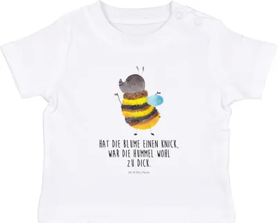 Produktbild von Mr. & Mrs. Panda Babyshirt Hummel flauschig 12. - 18. Monat - Weiß - Geschenk, Kleinkind T-Shirt, Öko Baby, , Kinder Shirt, Organic, Lustige Sprüche, Natur, Blume