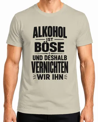 Imagen del producto de El alcohol es perjudicial, por eso destruimos la camiseta "Statement Sarkasmus Herren", color natural, talla XL