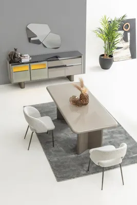 Immagine prodotto di Set da pranzo 7 pezzi con tavolo da pranzo, sedie, consolle e specchio