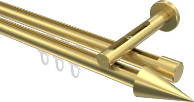 Produktbild von Interdeco Innenlaufstange / Gardinenstange mit Innenlauf Messing-Optik, Typ Siteno Savio (Kegel), 20 mm Ø 2-läufig, 100 cm