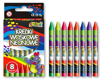 Immagine prodotto di Kredki woskowe neonowe Dino 8 kolorów Penmate