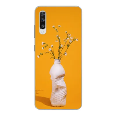 Produktbild von MuchoWow® Handyhülle Schutzhülle Hülle für Samsung Galaxy A70 Flasche - Blumenstrauß - Gelb Silikon Softcase Handy Hülle - Schutzhaube